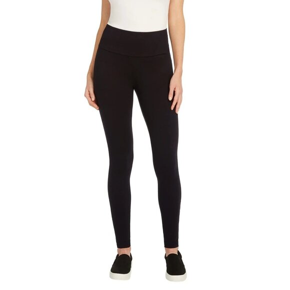 Max & Mia Womens Sm High Waist Legging Stretch Pants No-show French Terry Black - Picture 4 of 9